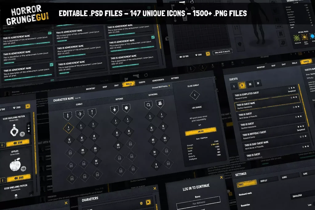 Horror Grunge Military Dark GUI UI KIT-软件开发学习笔记