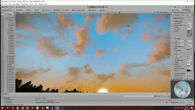 天空盒扁平化技巧！改坐标系促云层自然，指数函数助控天空